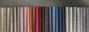fabric quarters in colors from blue to pink hues