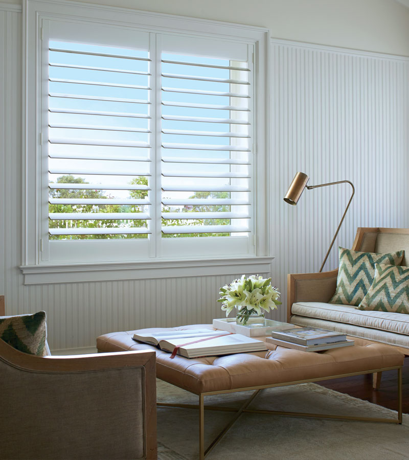 Plantation shutters in sitting room