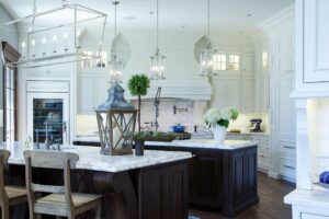 large kitchen with integrated home technology