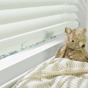 modern metal shades with teddy bear