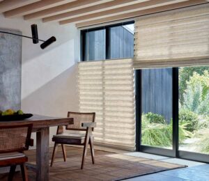 top down bottom up feature on patio door windows in dining room from Lūmora in Omaha