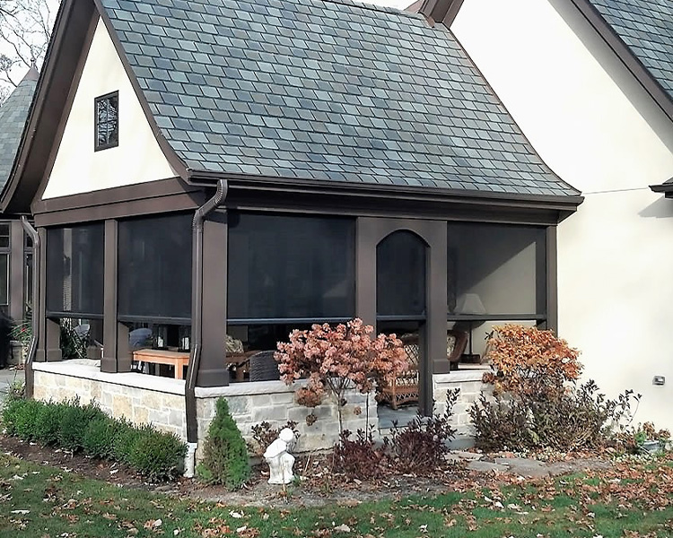 outdoor screens on three seasons room of Omaha home