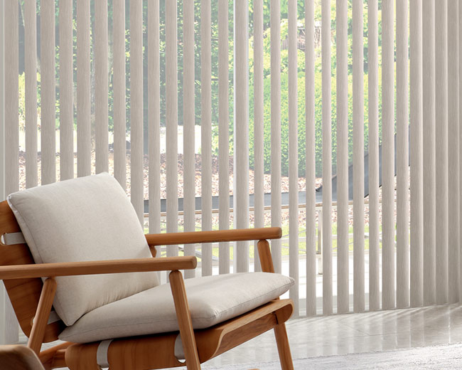 custom vertical blinds on sliding door in Omaha home