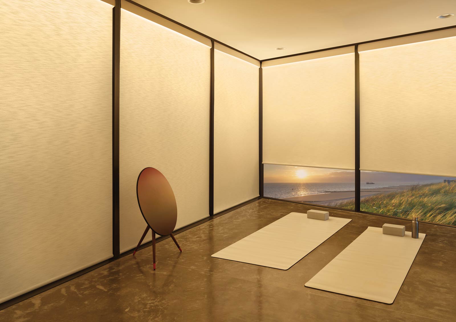 aura-illuminated-shades-yoga-room-after-warm-light-hunter-douglas-integrated-windows