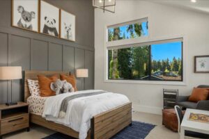 board and batten accent wall are great for kids' rooms